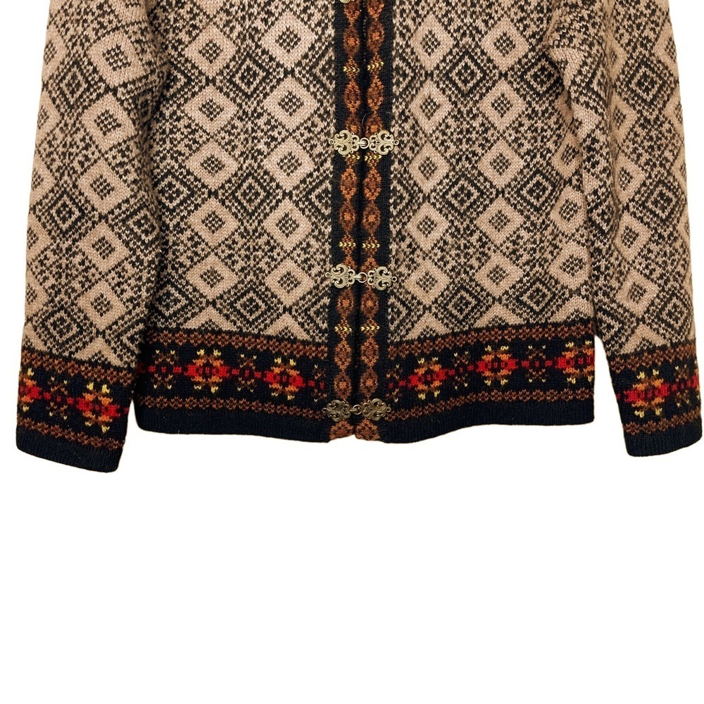 Cambridge Dry Good 100% Wool Nordic Print Winter Cardigan Women's Small - Picture 9 of 9